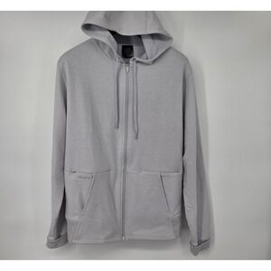 Hylete Full‎ Zip Athletic Hooded Sweatshirt Mens Large Light Gray Performance